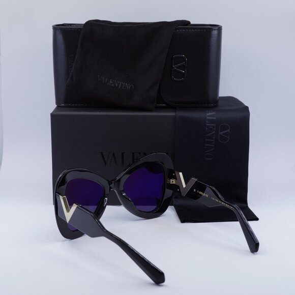 Valentino V-GOLD III VLS-138A Butterfly Sunglasses - Shiny Black/Grey - Picture 8 of 8